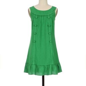 Anthropologie Edme & Esyllte Peacoat Linen Shift Dress-Kelly Green-Size Small